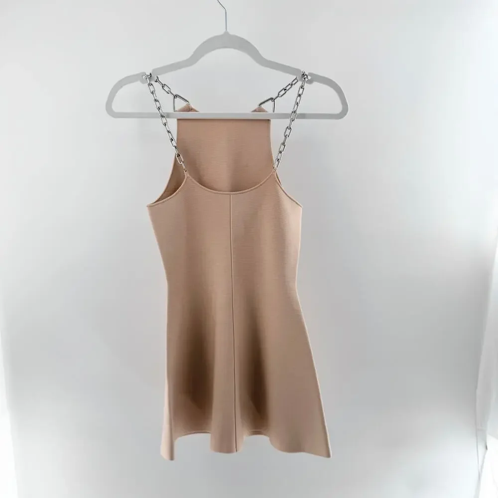 Alexander Wang Sleeveless Chain Strap Knit Mini Dress Light Pink Women's Small - Picture 2 of 3